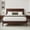 Chocolate, variant on Mid Century Platform Bed King Size with Headboard, Wooden Bed Frame with Underneath Storage and Wood Slats, Heavy Duty Support and No Box Spring Needed, Walnut