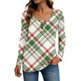 thumbnail image 2 of Stichou Women's Plaid Tops Long Sleeve Slim Fit Soft Tops Casual Button Blouse Fall Fashion Clothing Green L, 2 of 5