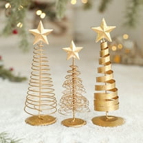 Dserhfy Gold Spiral Christmas Tree Decor Glittering Tabletop Tree with Star Topper for Holiday Home Office Table Centerpiece Mantel Shelf Decor