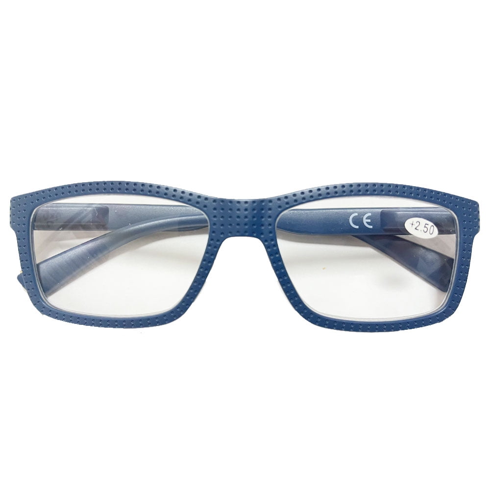 3 Pairs of Mens Thick Rectangular Reading Glasses 2.5 Anti-blue Light Readers Women Plastic Spring Hinge Presbyopic Glasses +2.50
