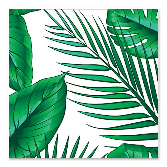 DistinctInk Custom Bumper Sticker - 10" x 10" Decorative Decal - White Background - Green Tropical Leaves