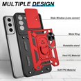 thumbnail image 3 of for Samsung Galaxy S21 FE Case with HD Screen Protector, Heavy Duty Shockproof with 360 ° Rotation Metal Kickstand [Military Grade] Protective Case for Galaxy S21 FE 5G, Red, 3 of 14
