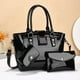 thumbnail image 4 of Bolsos de mano y carteras de cuero brillante para mujer, bolsos de mano cruzados de lujo, conjunto de 3 piezas, bolso de mano para mujer, bolso de hombro, 4 of 5