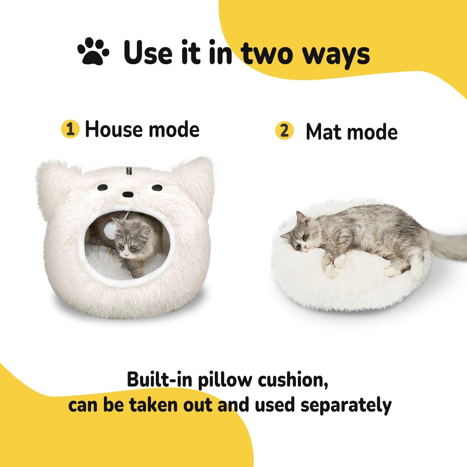Cat Bed, Cat Beds for Indoor Cats, Cat Cave, Cat Cave for Indoor Cats, Cat Bed Cave, Large Cat Beds, Cozy Hooded Cat Bed with Soft Cushion, Removable Washable Cat Beds