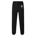 thumbnail image 5 of Men's Cross Print Joggers, Slim Fit Tapered Cuff Sweatpants with Elastic Drawstring Waist, Casual Athletic Lounge Pants for Gym, Running, and Workout Black L, 5 of 5