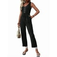 thumbnail image 2 of Womens Jumpsuits Dressy Summer Sleeveless U-Neck Casual Wide Leg Long Pants Rompers 2025 black XL, 2 of 9