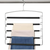 LQQBOX Pants Hangers Non Slip Space Saving Hangers Multi-Layer Swing Arm Pants Hanger Stainless Steel Space Saver Hangers Closet Storage Organizer for Jeans Trouser Slack Clothes (Black)