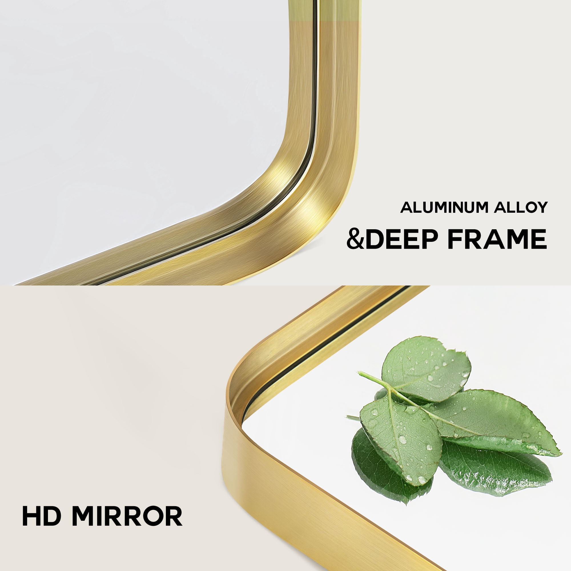 64"x21" Modern Arched Aluminum Frame Wall Mount Full Length Mirror without Bracket,Gold