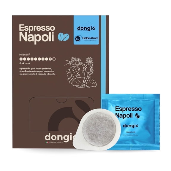 Dongio Caffe Napoli ESE 44mm Coffee Pods, 50 Count, Dark Roast Italian Espresso Pods
