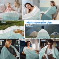 thumbnail image 5 of Teal Ombre Cooling Blanket, Lightweight Breathable Summer Throw Blanket with Double Sided Cold Effect, Modern Abstract Art Farmhouse Striped Picnic Beach Blankets Bed Sheet for Hot Sleepers 50"x60", 5 of 8