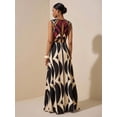 thumbnail image 2 of Black Geometric Print Sleeveless Maxi Dress For Summer Festival, Vacation, Beach, Street Style, 2 of 8
