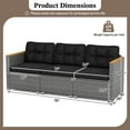 thumbnail image 3 of Costway 3-Seat Patio PE Rattan Wicker Couch Sofa with Deep Seating and Cushion for Porch, 3 of 10