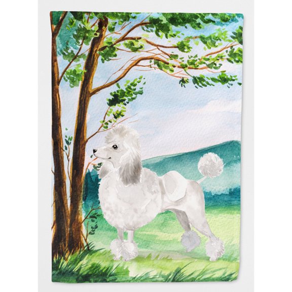 Carolines Treasures CK1999CHF Under the Tree White Poodle Flag Canvas House Size  Large multicolor