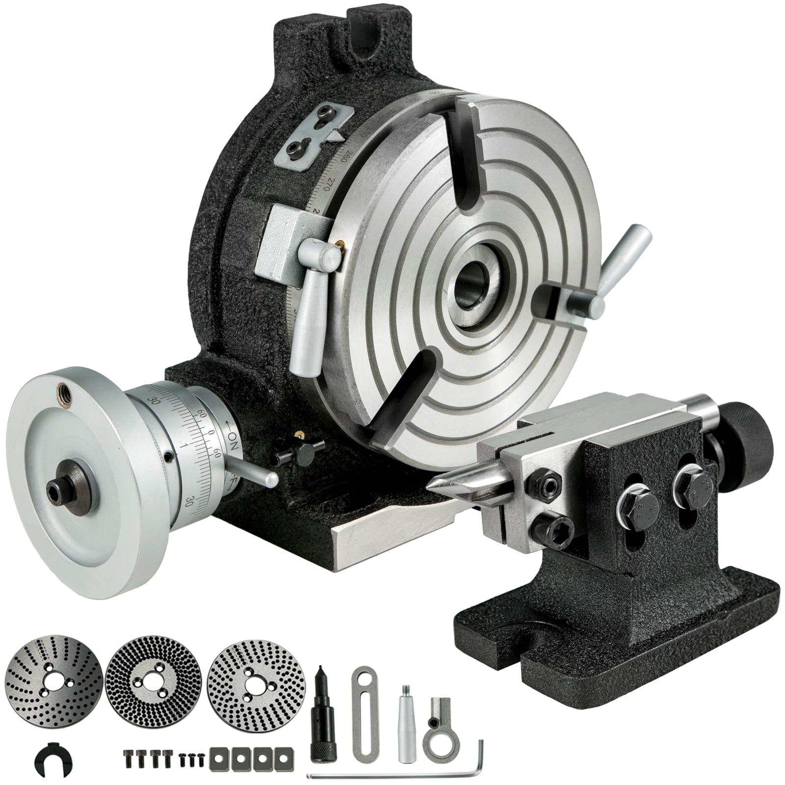 WITH 70 MM 4 JAW INDEPENDENT CHUCK MILLING INDEXING 4/100 ROTARY TABLE QUALITY PRECISION HORIZONTAL VERTICAL WITH SUITABLE M6 CLAMP KIT & SMALL CHUCK 