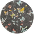 thumbnail image 2 of Unique Loom Whimsy Kids Collection Area Rug - Butterflies (3' 3" Round Charcoal Gray/Blue), 2 of 9