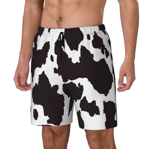 Fotbe Cow Skin 2 Traje de Baño para Hombre – Shorts de Natación de Secado Rápido con Forro y Bolsillos-Medium