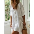 thumbnail image 4 of Charmo Beach Swimsuit for Womens Short Sleeve Cover ups  Button  Down Swim Shirts, 4 of 5