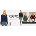 thumbnail image 5 of UVN Pleated Womens Blouses Crewneck Long Sleeve Shirts Casual Dressy Tunic Tops, 5 of 6