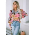 thumbnail image 5 of Women's Pink Floral Print Tiered Ruffled Long Sleeve Blouse, 5 of 5