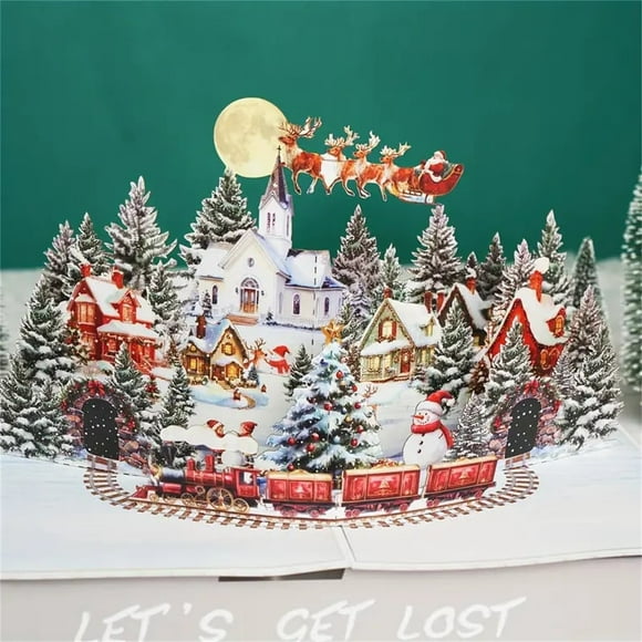 Linnome Carte de Noël 3D Festive, Carte de Vœux Élégante avec Design Dimensionnel pour Décoration Saisonnière
