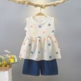 thumbnail image 2 of kaprioy Toddler Girl Clothes Baby Girl Summer Outfits Flowers Ruffle Sleeveless Vest Shirt Tank Tops Shorts Set 6 12 18 24 Months 2T 3T 4T 5T 6T, 2 of 4