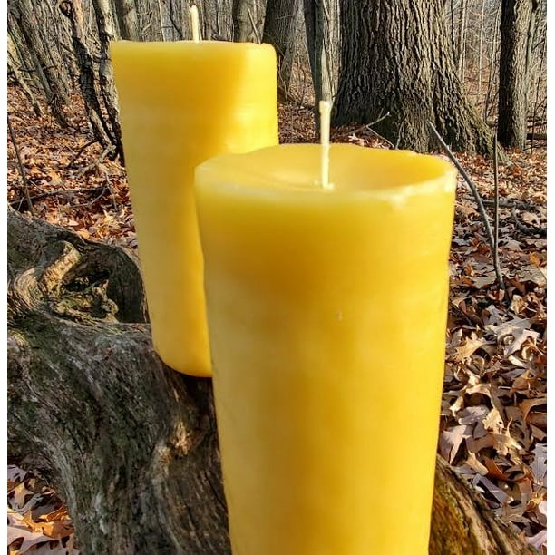 2 Beeswax Pillar Candles 5" Long 2.3" in Diameter. Pure Michigan 100