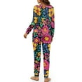 thumbnail image 5 of DISNIMO Flower Print 2 Piece Women Pajamas Set Long Sleeve Top and Long Pants Round Neck Sleepwear Lounge Set Casual Comfy Pjs Loungewear Set, XL, 5 of 7