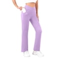 thumbnail image 4 of ManxiVoo Women's Fleece Lined Straight Leg Pants Fashion Casual Slim Fit Thermal Trousers for Winter Everyday Comfortable Warm Bottoms L Size Purple, 4 of 9