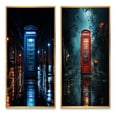 thumbnail image 2 of Designart "Blue Telephone Booth Metropolitan silence" Telephone Booth Framed Wall Art Set Of 2 - Blue Architecture Framed Canvas Set For Living Room Decor, 2 of 7