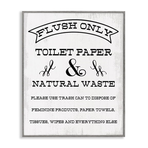 Stupell Industries Rustic Lodge Flush Toilet Paper Only Gray Framed Giclee Art, 11 x 14, by Lil' Rue
