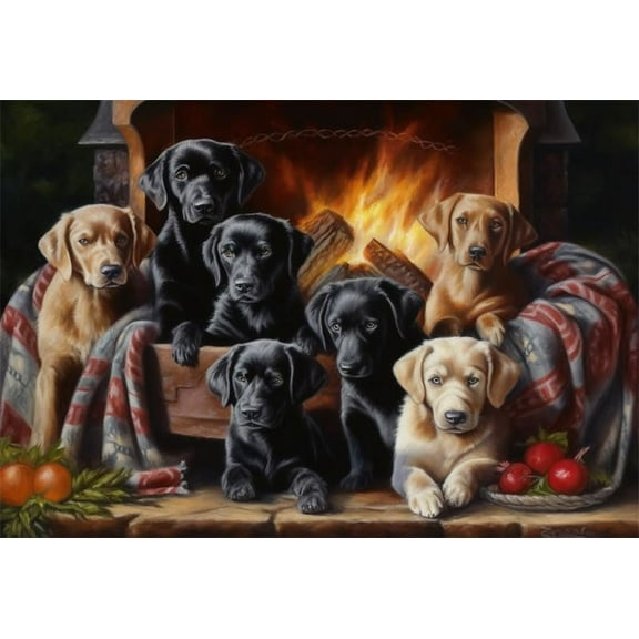 Jigsaw Puzzles 500 Pieces Adults Labrador Dog Puzzle with Yellow Black and Chocolate Lab Puppies Formation Wooden to Explore and Enjoy Gifts Home Decoration 20.4 x 14.9 in