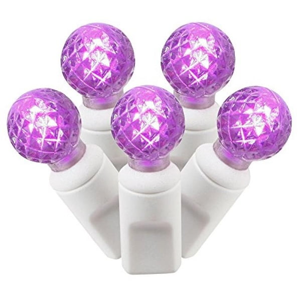 Vickerman X6W9506 Vickerman 50 Purple G12 LED Light on White Wire 25' Christmas Light Strand
