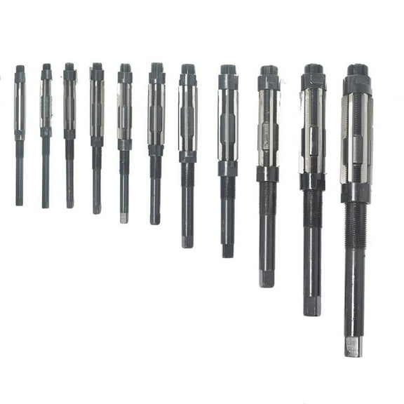 11 Pcs Adjustable Hand Reamers H4-H14, 15/32 to 1-1/2 inch High Speed Steel All 6 Blades for Drilling Machine and Other Machine