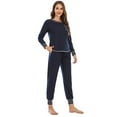 thumbnail image 4 of Women's Blue Pajama Set, Soft Comfortable Trendy Loungewear Set, Featuring Round Neck, Fashionable Print, Easy Pullover Design, 4 of 9