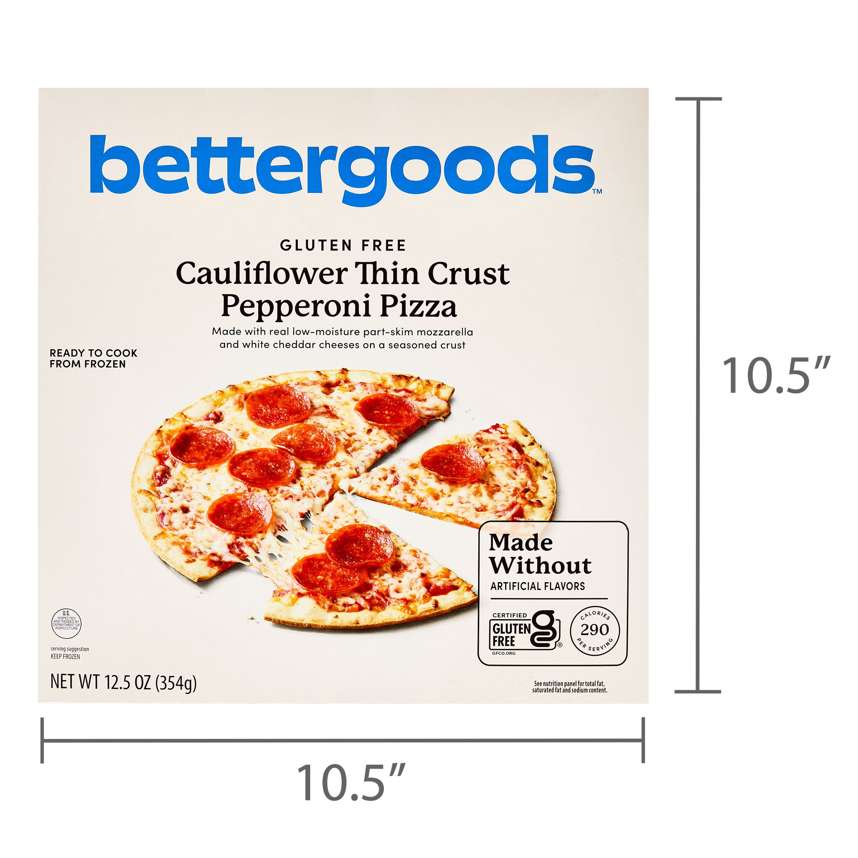 bettergoods Gluten-Free Cauliflower Thin Crust Pepperoni Pizza, 12.5 oz (Frozen)