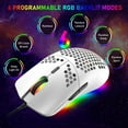 thumbnail image 3 of ZIYOULANG Ultralight Wired Gaming Mouse, Lightweight Honeycomb Shell, 4 RGB Breathing Backlit Mice, 6 Adjustable DPI 6400, USB Optical Computer Mice for Gamer / Office, 3 of 8