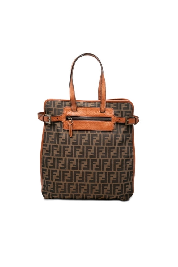 Pre-Owned Fendi Zucca Tote Bag Handbag 8BN168 Brown Canvas Leather Women's FENDI