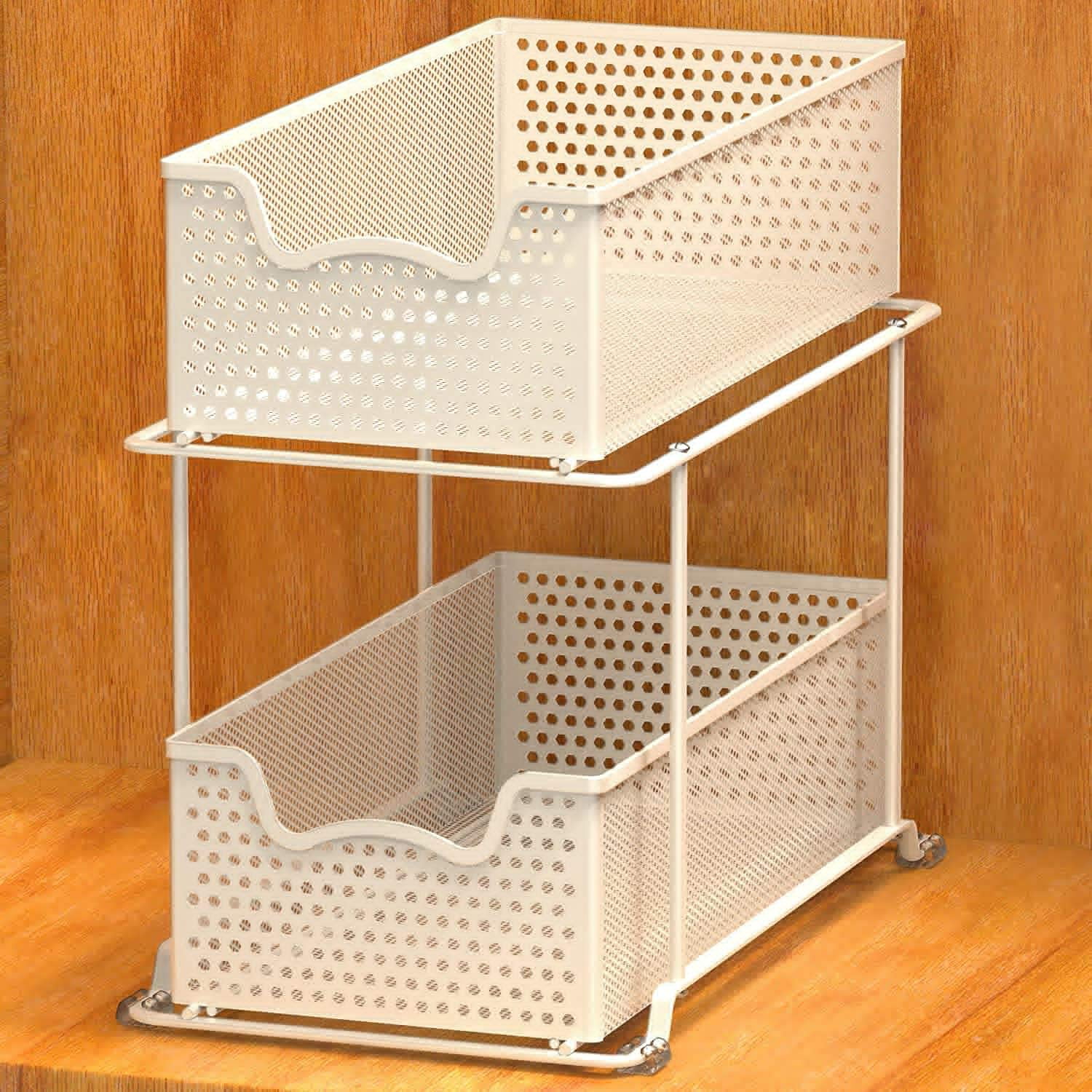 Simple Houseware 2 Tier Cabinet Wire Basket Drawer Organizer - Brown