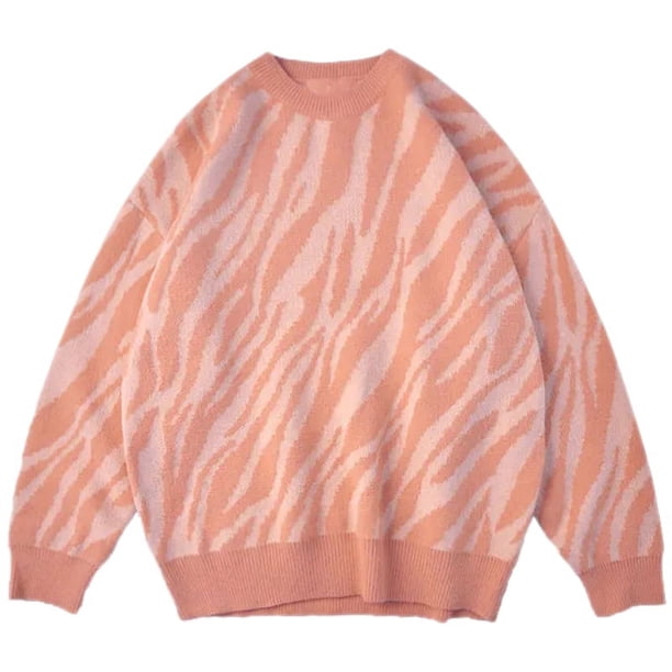 Suéter de cebra para hombre, otoño, nuevo, estilo hip hop, Harajuku, ropa de calle, suéteres vintage, jersey holgado de moda para parejas, jersey de punto de talla grande