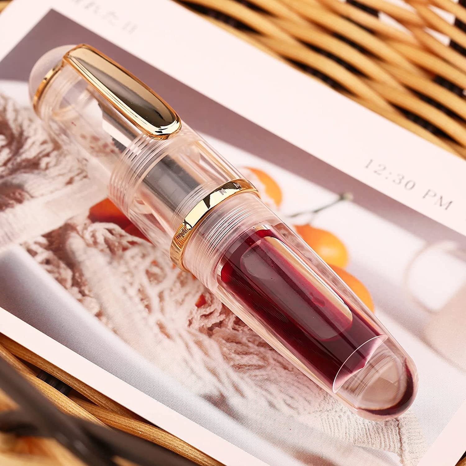 Majohn Q1 Mini Fountain Pen Extra Fine Nib Transparent Eyedropper Filling, Short Resin Pocket Large Capacity