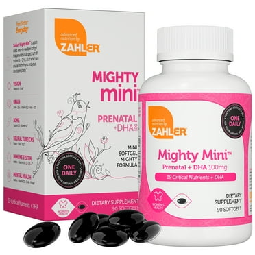 Zahler Mighty Mini Prenatal Vitamin with DHA & Folate - Certified Kosher - All Natural Prenatal Vitamins - Multivitamin for Pregnant Women - 19 Prenatal Vitamins Including Folic Acid (90 Softgels)