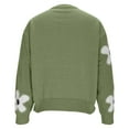 thumbnail image 6 of HOMBOM Womens Green Sweaters Pullover Warm Fall Knit Flower Xmas Long Sleeve Tops for Womens Crew Neck, 6 of 8