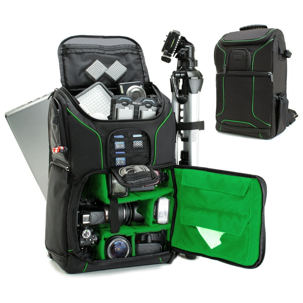 Digital SLR Camera Backpack (Green) with 15.6" Laptop Compartment by