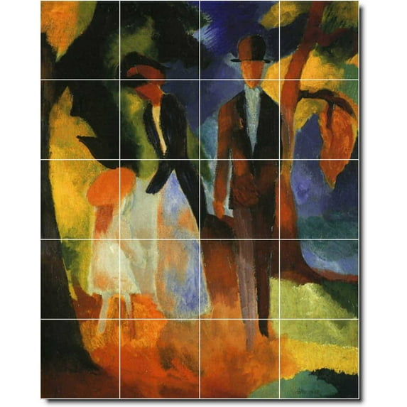 Ceramic Tile Mural-August Macke Abstract 15. 17" w x 21.25" h using (20) 4.25 x 4.25 ceramic tiles