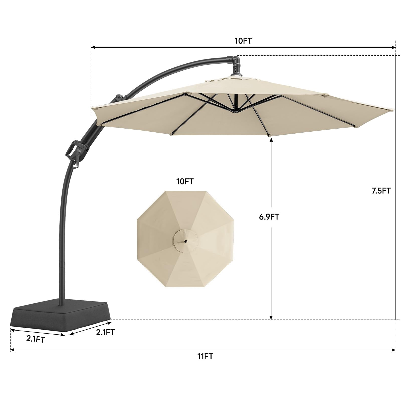 ONBRILL Outdoor Patio Umbrella with Base, 240G/M2 fabric, 10 FT Sun Shade Umbrella for Deck, Pool