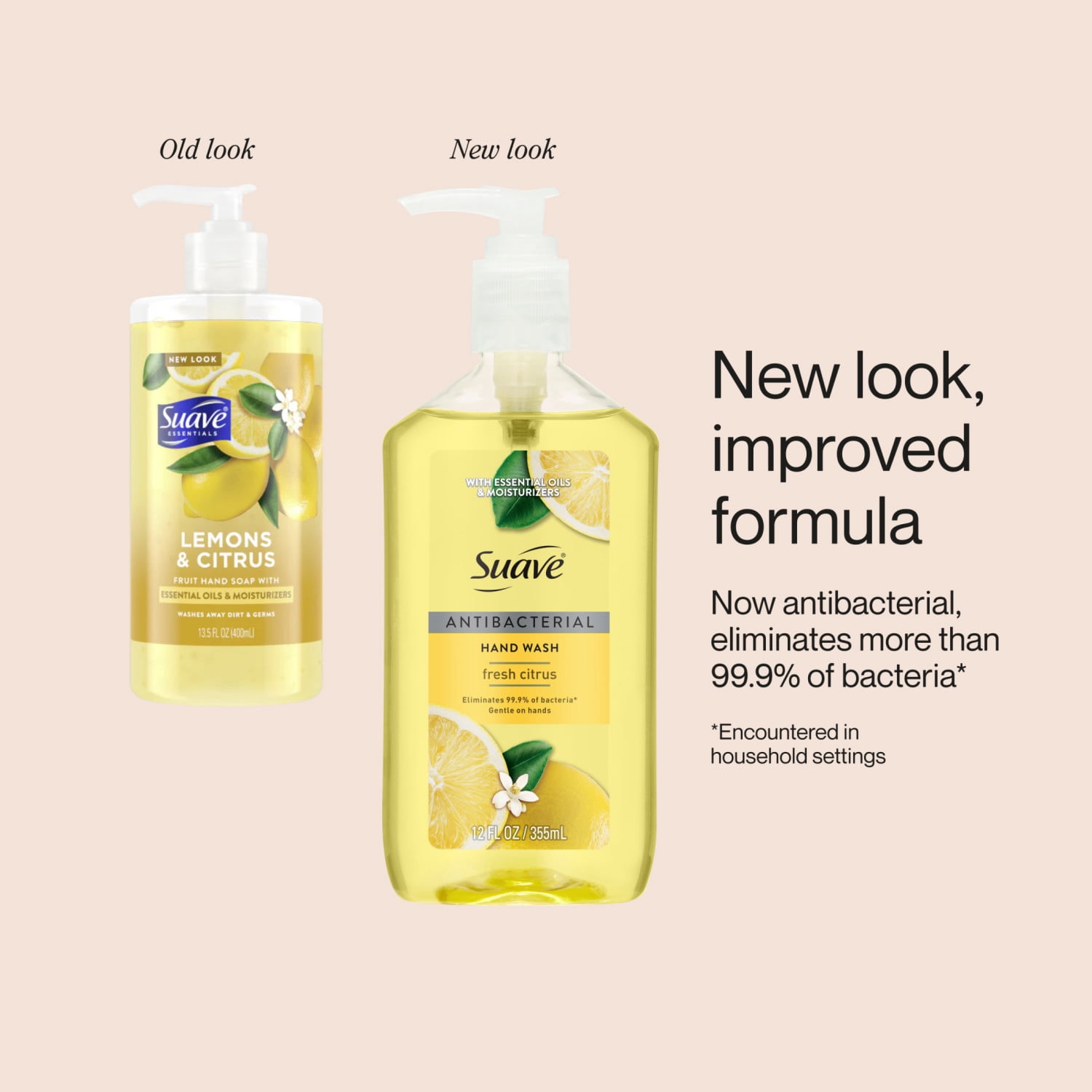 Suave Antibacterial Hand Wash Soap, Fresh Citrus, Kills 99.9% of Bacteria, 12 FL OZ Pump