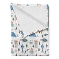thumbnail image 2 of Nautical Soft Flannel Fleece Throw Blanket, Underwater Sea Life Animals Turtles Squid Whale and Jellyfish Nursery Cartoon, Cozy Plush for Indoor and Outdoor Use, 70" x 90", Multicolor, by Ambesonne, 2 of 5
