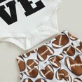 thumbnail image 5 of larppty Newborn Baby Girl Football Outfit Long Sleeve Baseball Letter Romper Bell Bottoms Headband Fall Clothes, 5 of 7