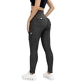 thumbnail image 4 of BVnarty Women's High Waist Tummy Control Cargo Leggings with Buttoned Pockets, Skinny Fit Athletic Trousers for Gym Workout Dark Gray S, 4 of 9
