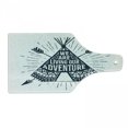 thumbnail image 1 of Adventure Cutting Board, Teepee Crossed Arrows We are Living Our Adventure Inspirational Words, Tempered Glass Cutting and Serving Board, Wine Bottle Shape, Dark Petrol Blue White, by Ambesonne, 1 of 1